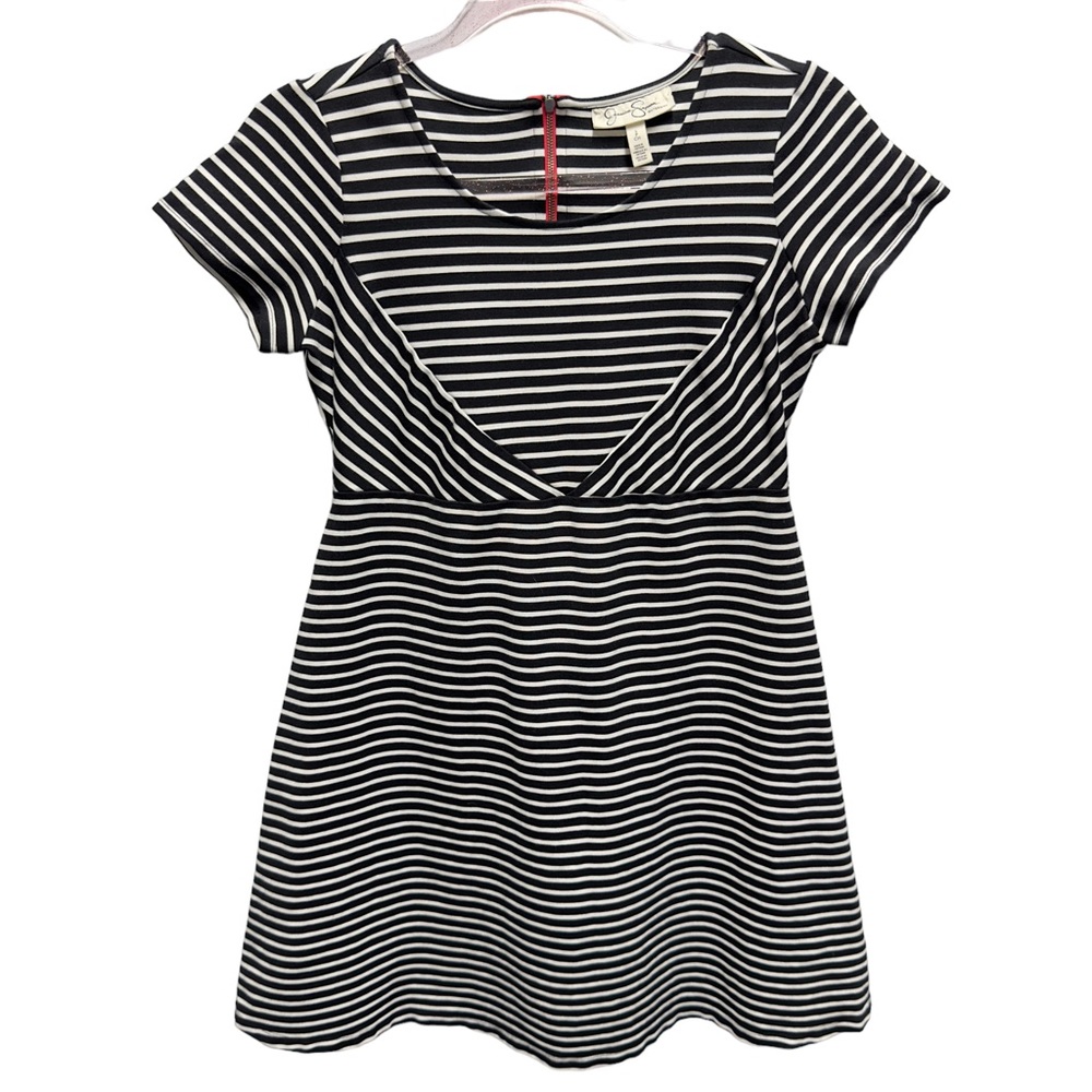 Jessica Simpson Ponte Knit Structured Striped Mini Dress